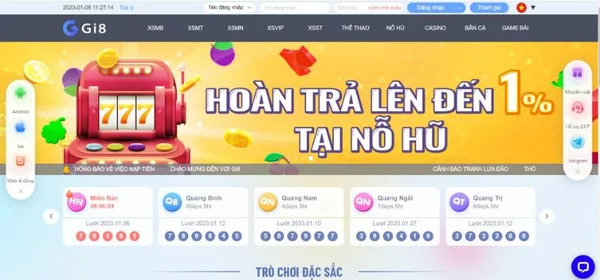 Giao diện giới thiệu ưu đãi và chuyên mục giải trí tại Gi8