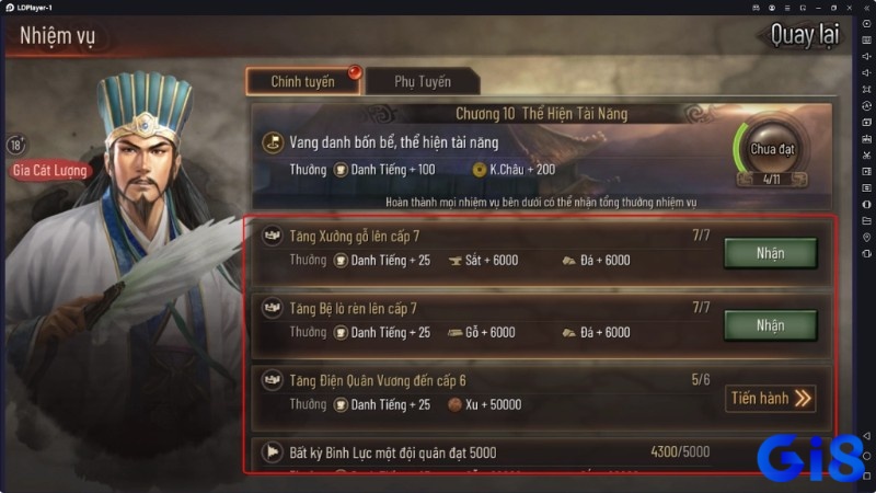 Quản lý tài nguyên thông minh để phát triển mạnh mẽ trong game Tam Quốc mobile.
