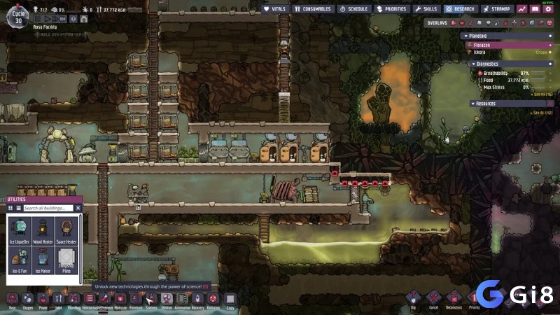 Chuỗi khan hiếm và hiệu ứng gợn sóng trong game Oxygen Not Included khiến mỗi giải pháp bạn đặt ra lại kéo theo một vấn đề mới vài giờ sau