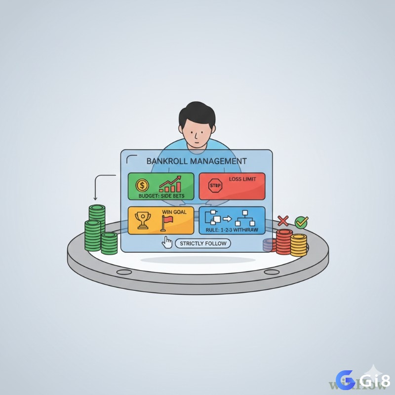 Người chơi cá cược quản lý vốn thông minh cho các ""side bet"", đặt ra giới hạn thua lỗ và mục tiêu thắng rõ ràng để tối ưu lợi nhuận