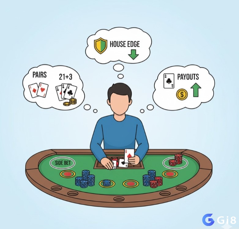 Người chơi casino đặt cược phụ (side bet) vào các trò như Blackjack để tăng cơ hội thắng và thêm phần kịch tính cho ván bài