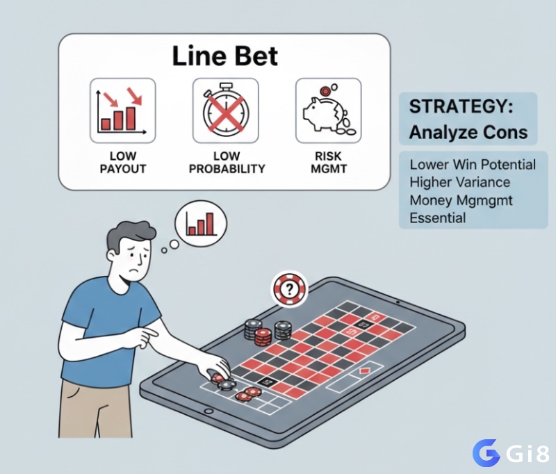 Người chơi đang cân nhắc những hạn chế của loại cược Line Bet trên bàn roulette