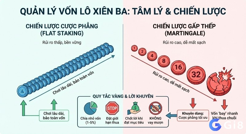Tổng quan chiến lược quản lý vốn lô xiên ba là gì: So sánh cược phẳng bền vững, gấp thếp rủi ro cao và các quy tắc vàng