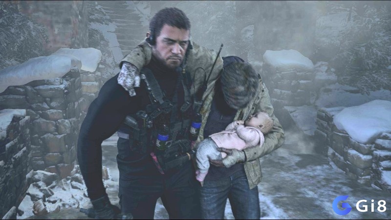 Ethan Winters cố thủ trong căn nhà làng tuyết, đối đầu bầy Lycan đang vây hãm vào đêm đầu tiên trong game Resident Evil Village