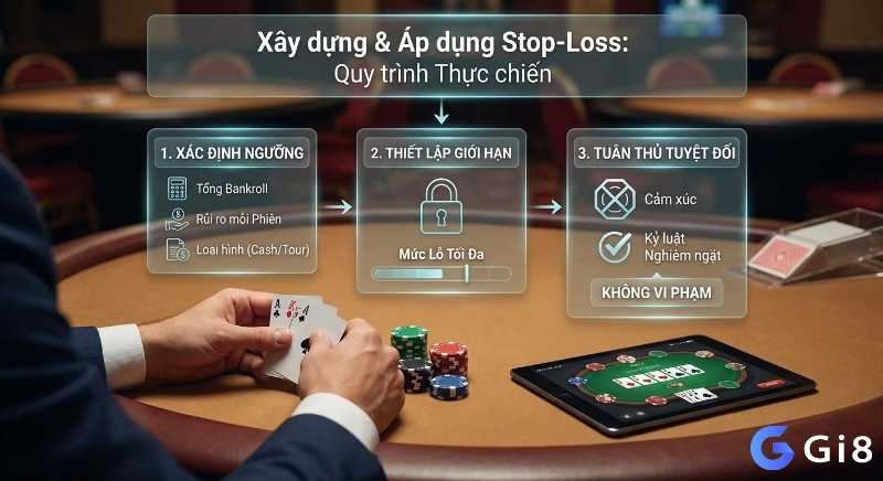 Quy trình 3 bước xây dựng và áp dụng Stop-loss trong poker thực chiến: xác định ngưỡng, thiết lập giới hạn và tuân thủ kỷ luật nghiêm ngặt
