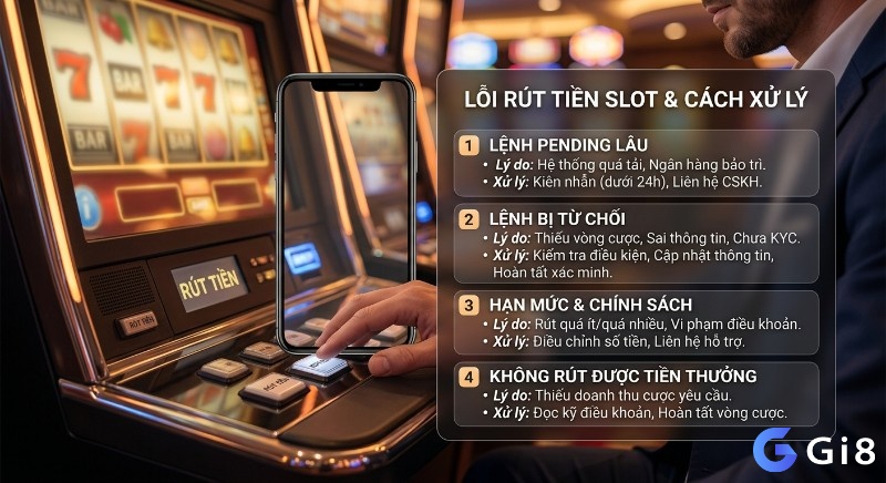 Hướng dẫn chi tiết xử lý lỗi rút tiền slot game đổi thưởng rút nhanh như lệnh pending, bị từ chối, giới hạn chính sách và không rút được tiền thưởng