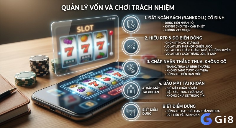 Checklist 5 bước quản lý vốn và chơi trách nhiệm khi tham gia slot game đổi thưởng rút nhanh, thiết lập ngân sách và biết điểm dừng