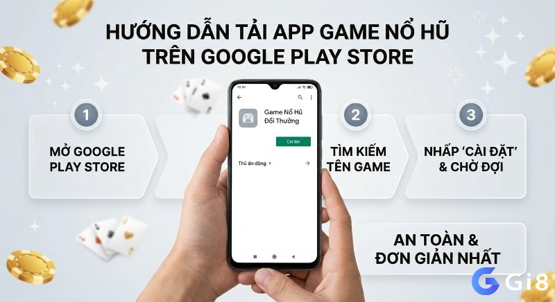 Quy trình 3 bước hướng dẫn tải app game nổ hũ cho Android, từ Google Play Store an toàn và đơn giản nhất