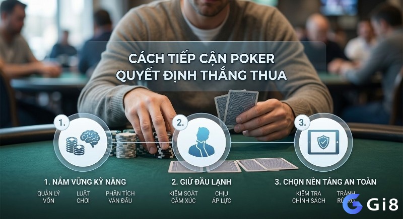 Quy trình 3 bước tối ưu cách tiếp cận Poker quyết định thắng thua: nắm vững kỹ năng, giữ đầu lạnh và chọn nền tảng an toàn