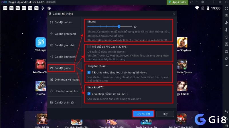Tối ưu game giả lập android bằng RAM CPU FPS và độ phân giải phù hợp