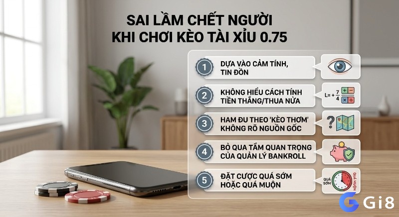 Hướng dẫn 5 sai lầm chết người cần tránh khi chơi kèo tài xỉu 0.75, từ tin đồn đến không quản lý vốn