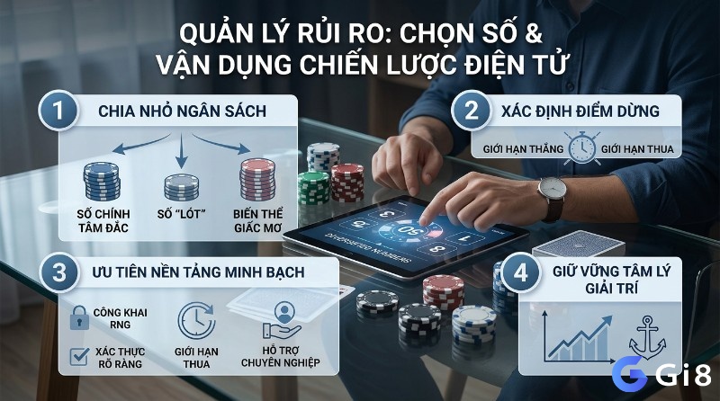 Quản lý rủi ro chọn số với các chiến lược thực chiến: chia nhỏ ngân sách, xác định điểm dừng, ưu tiên nền tảng minh bạch, giữ tâm lý giải trí